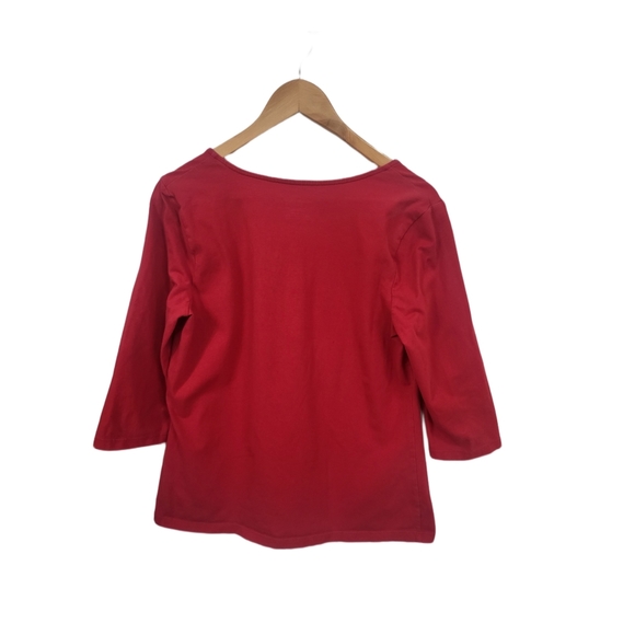 🌿Christopher and Banks Womens Red Large Elastic Scoop Neck Top - Picture 8 of 11